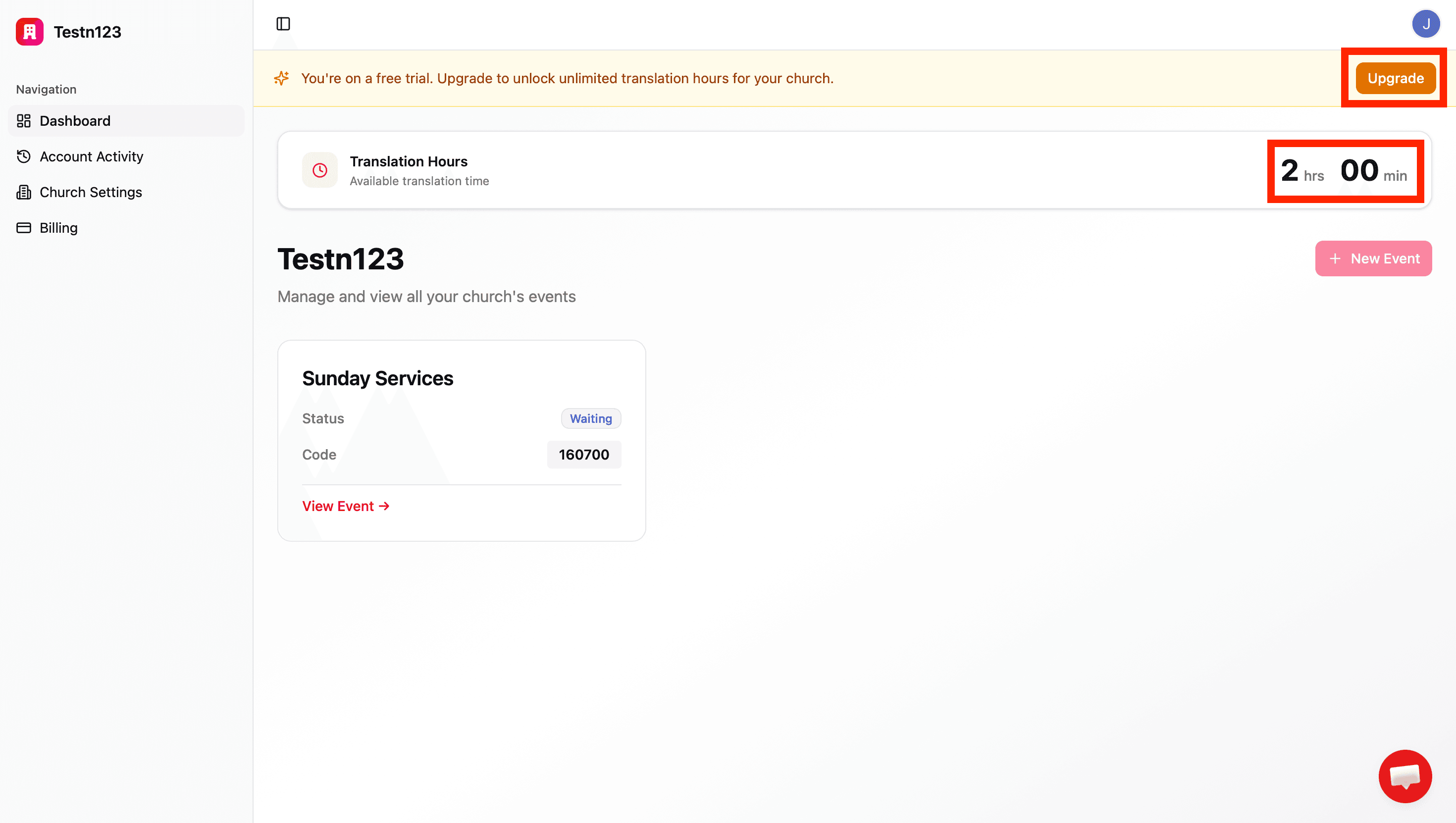 Free trial Logia admin dashboard with translation hours